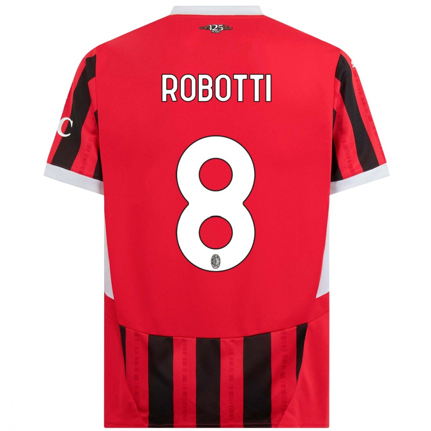 Women Football Giovanni Robotti #8 Red Black Home Jersey 2024/25 T-Shirt Uk