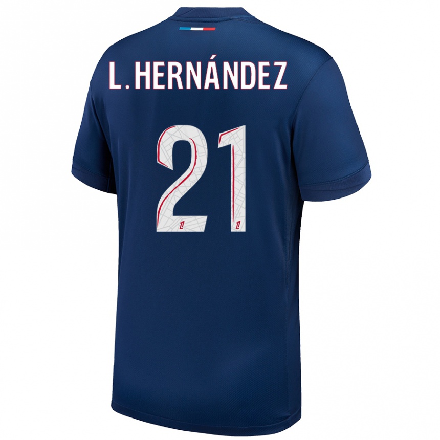 Women Football Lucas Hernandez #21 Navy Blue White Home Jersey 2024/25 T-Shirt Uk