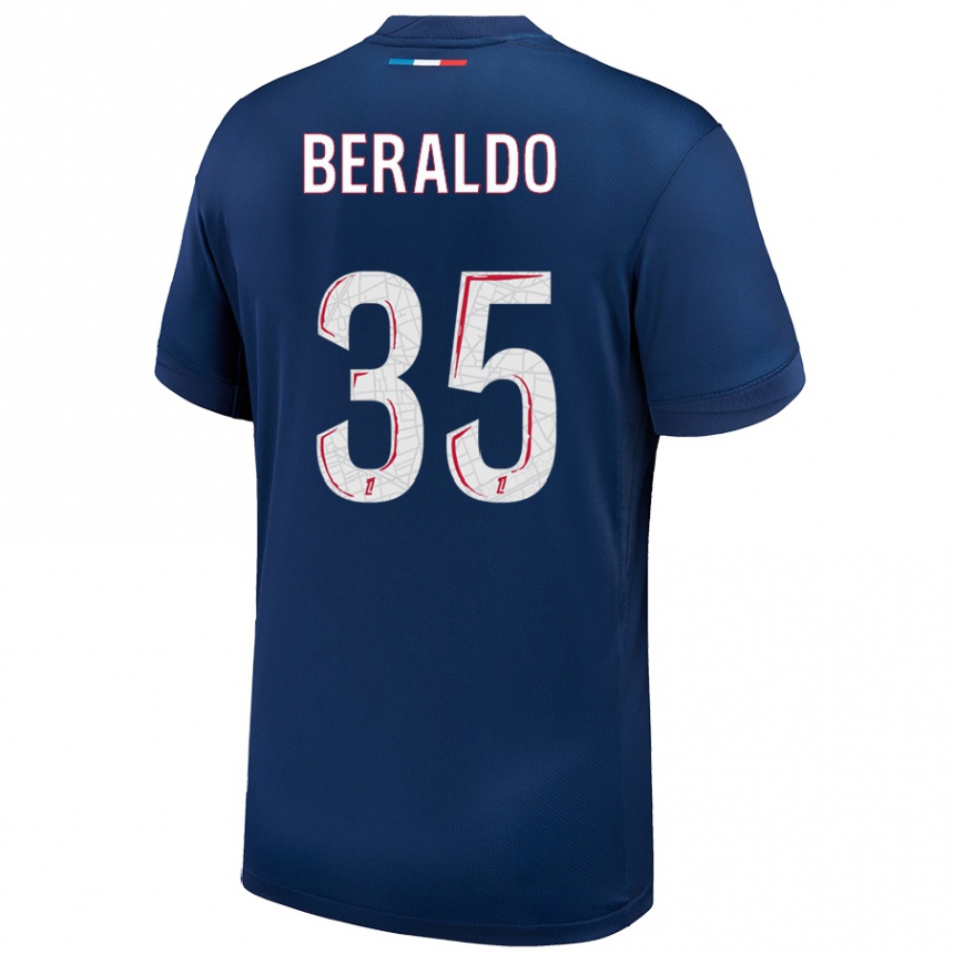 Women Football Lucas Beraldo #35 Navy Blue White Home Jersey 2024/25 T-Shirt Uk