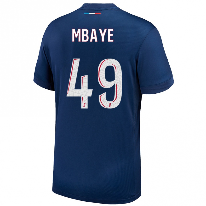 Women Football Ibrahim Mbaye #49 Navy Blue White Home Jersey 2024/25 T-Shirt Uk