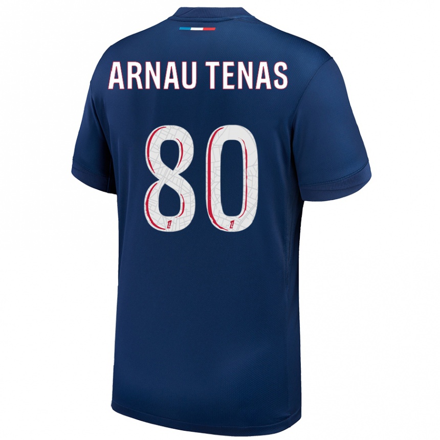 Women Football Arnau Tenas #80 Navy Blue White Home Jersey 2024/25 T-Shirt Uk