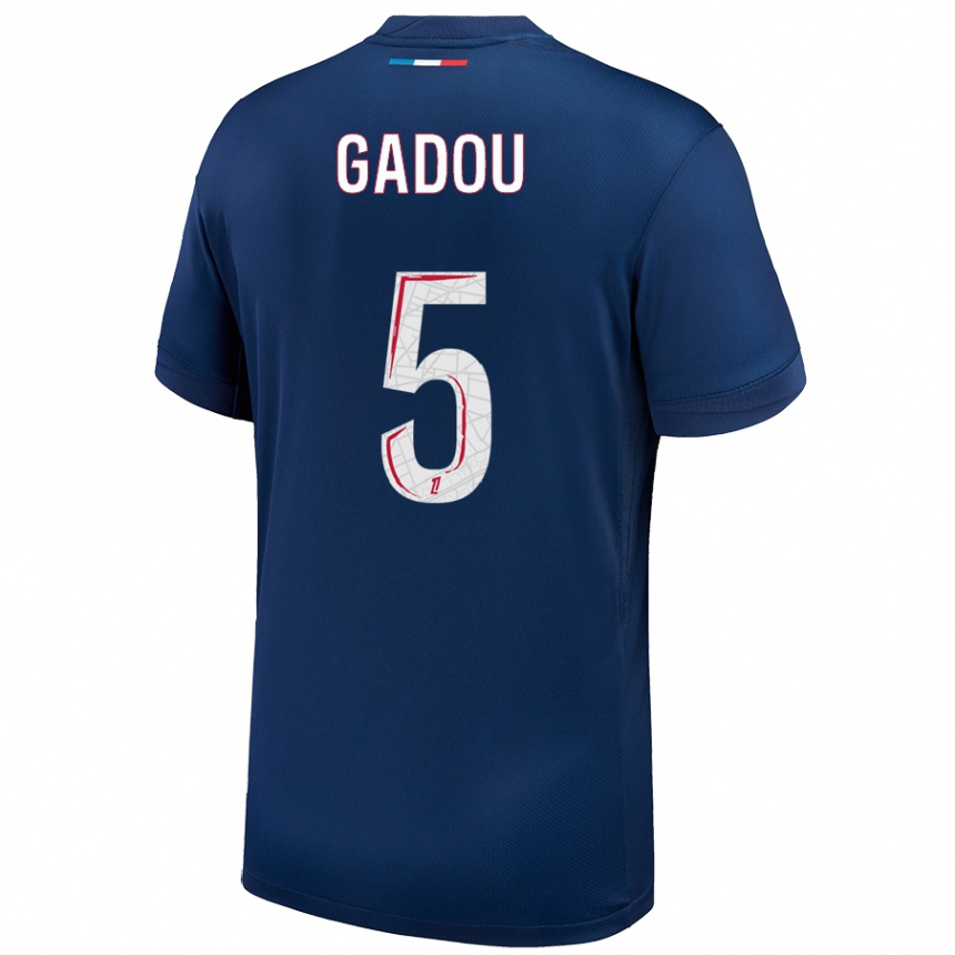 Women Football Joane Gadou #5 Navy Blue White Home Jersey 2024/25 T-Shirt Uk