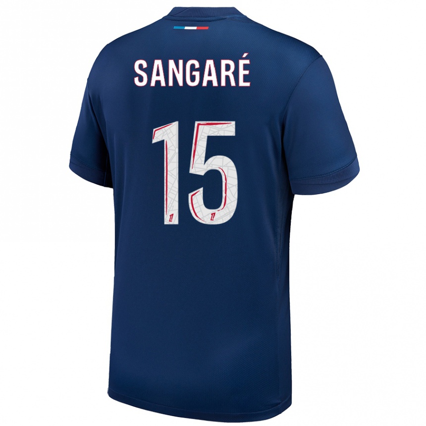 Women Football Mahamadou Sangaré #15 Navy Blue White Home Jersey 2024/25 T-Shirt Uk