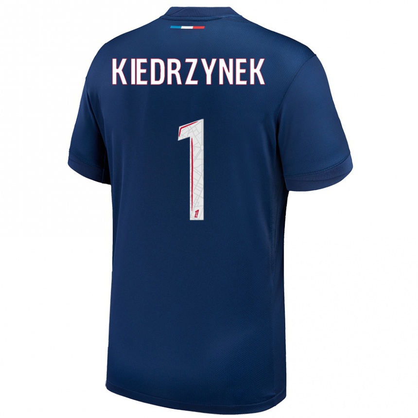 Women Football Katarzyna Kiedrzynek #1 Navy Blue White Home Jersey 2024/25 T-Shirt Uk