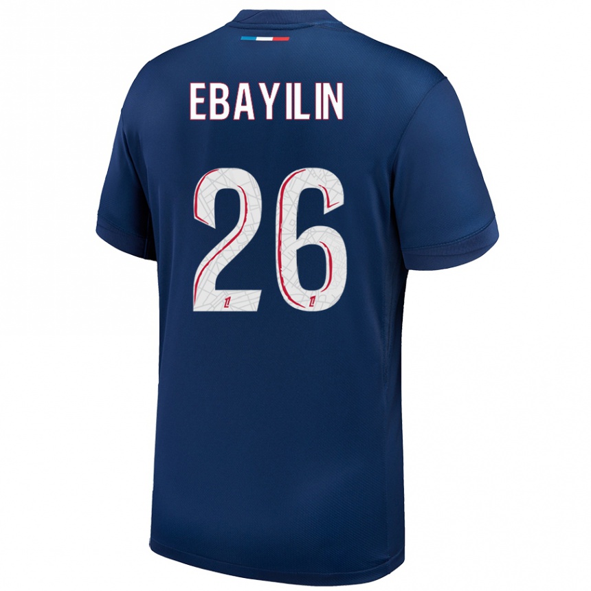 Women Football Anaïs Ebayilin #26 Navy Blue White Home Jersey 2024/25 T-Shirt Uk