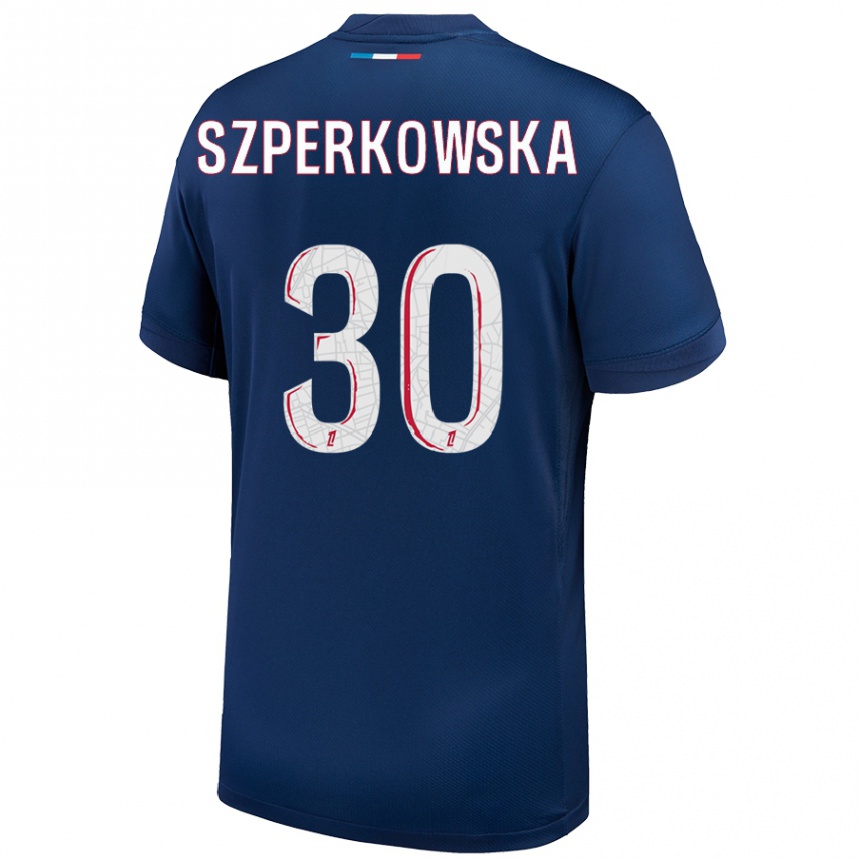 Women Football Oliwia Szperkowska #30 Navy Blue White Home Jersey 2024/25 T-Shirt Uk