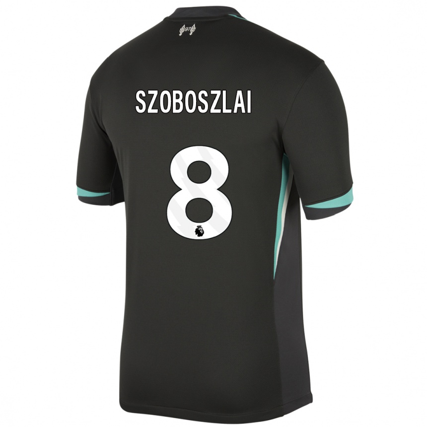 Women Football Dominik Szoboszlai #8 Black Anthracite White Away Jersey 2024/25 T-Shirt Uk