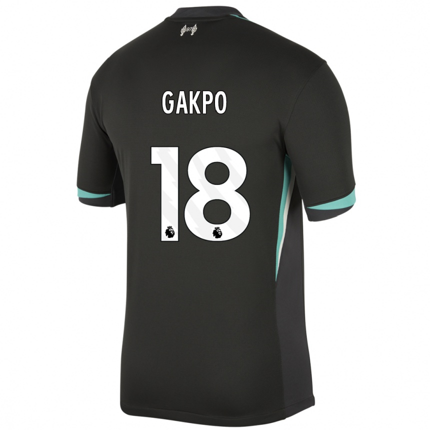 Women Football Cody Gakpo #18 Black Anthracite White Away Jersey 2024/25 T-Shirt Uk