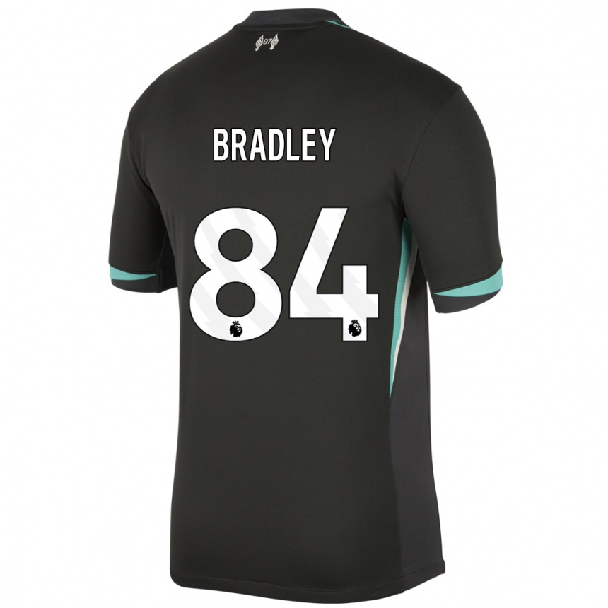 Women Football Conor Bradley #84 Black Anthracite White Away Jersey 2024/25 T-Shirt Uk