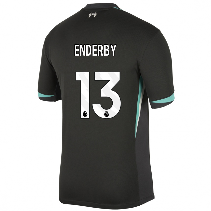 Women Football Mia Enderby #13 Black Anthracite White Away Jersey 2024/25 T-Shirt Uk