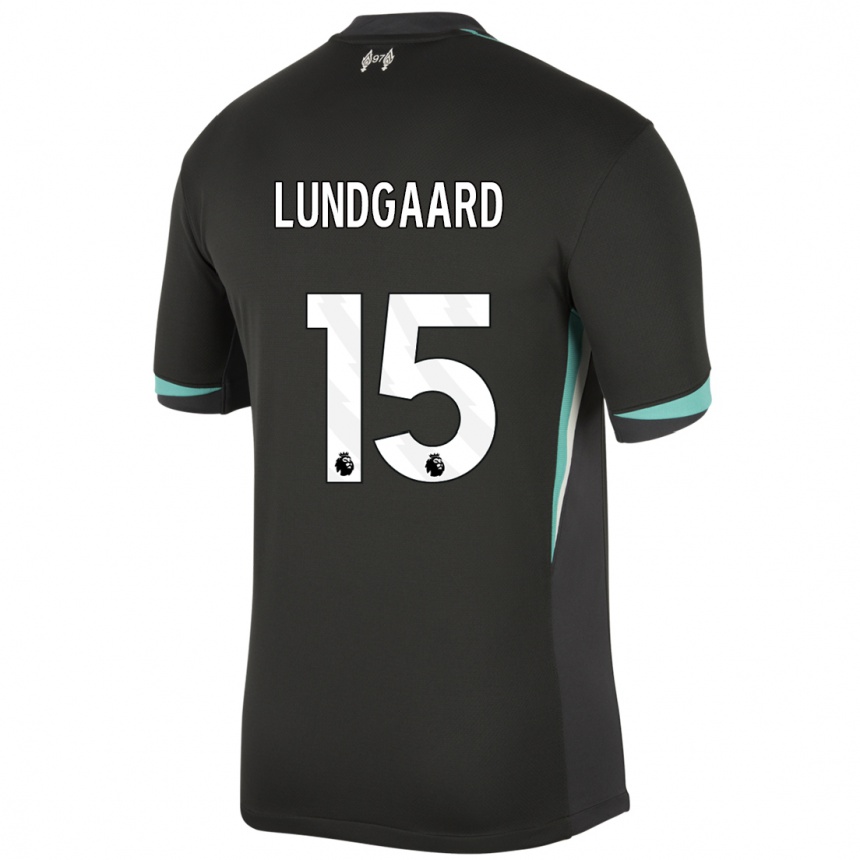 Women Football Sofie Lundgaard #15 Black Anthracite White Away Jersey 2024/25 T-Shirt Uk