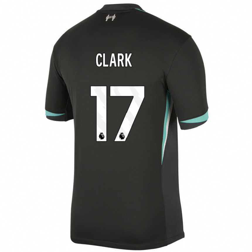 Women Football Jenna Clark #17 Black Anthracite White Away Jersey 2024/25 T-Shirt Uk