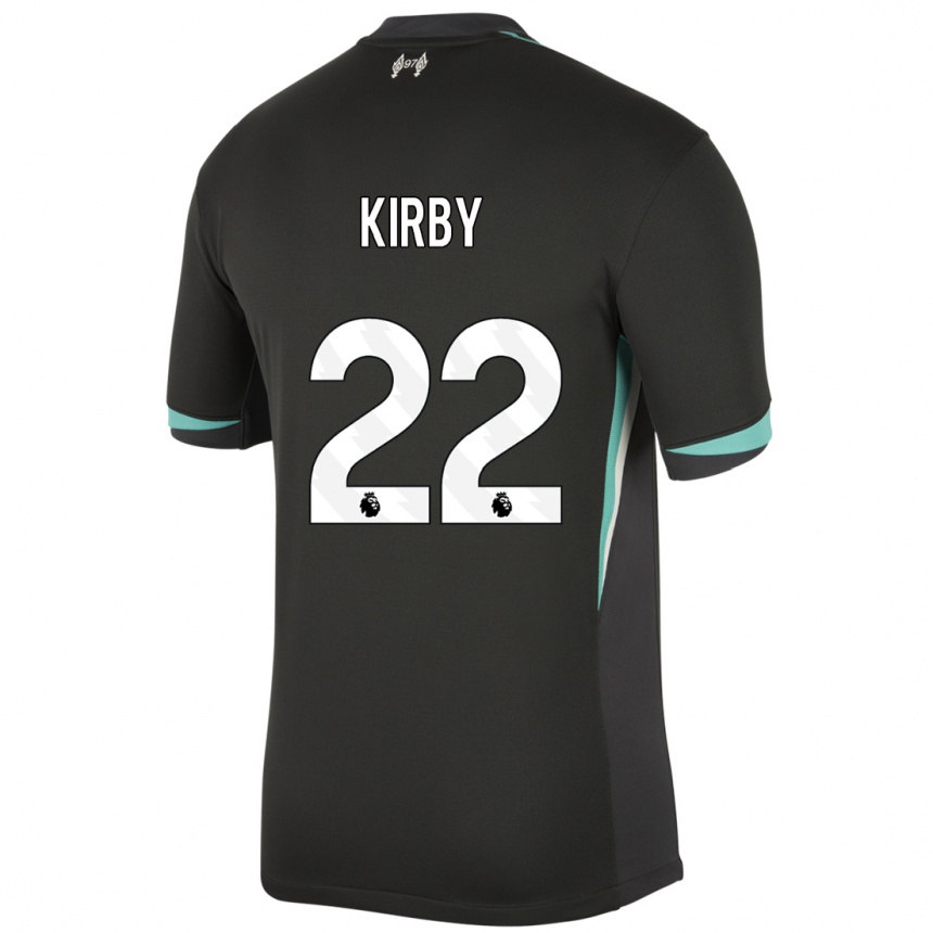 Women Football Faye Kirby #22 Black Anthracite White Away Jersey 2024/25 T-Shirt Uk