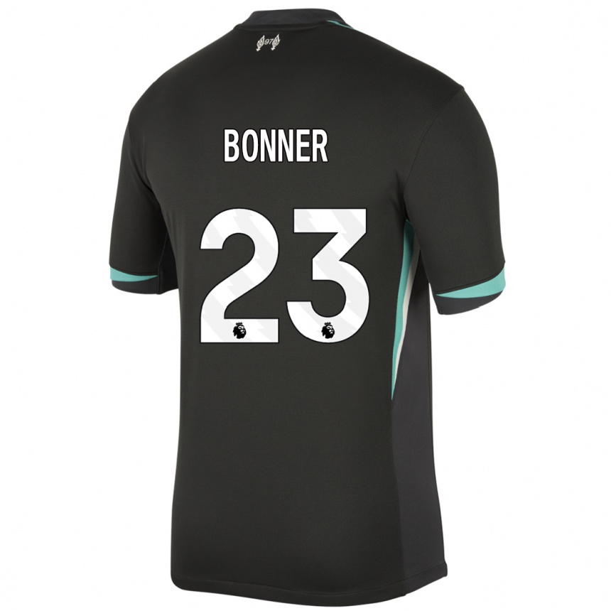 Women Football Gemma Bonner #23 Black Anthracite White Away Jersey 2024/25 T-Shirt Uk