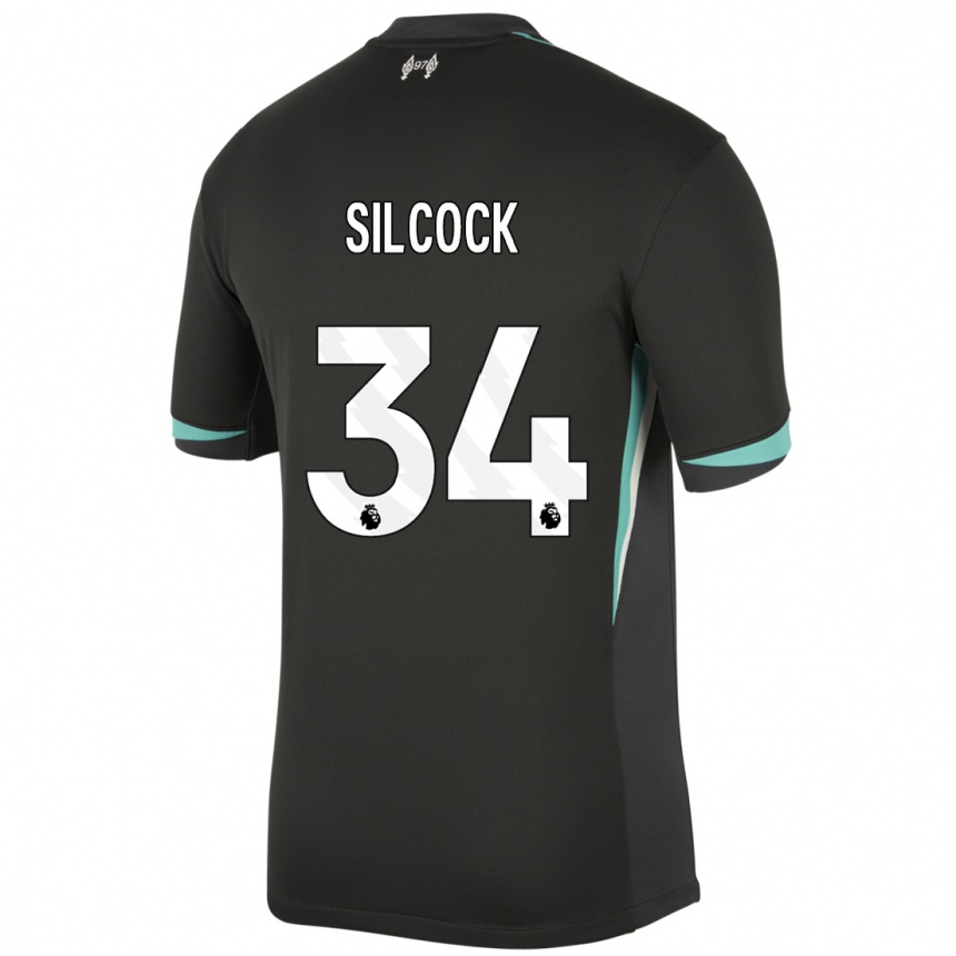 Women Football Hannah Silcock #34 Black Anthracite White Away Jersey 2024/25 T-Shirt Uk