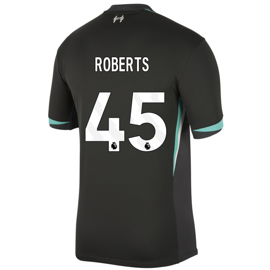 Women Football Iwan Roberts #45 Black Anthracite White Away Jersey 2024/25 T-Shirt Uk