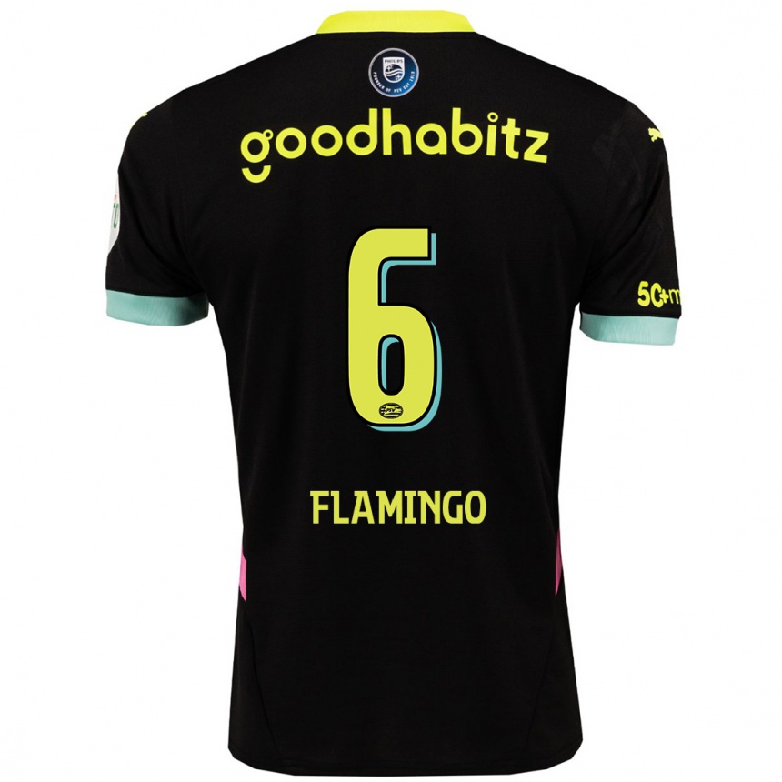 Women Football Ryan Flamingo #6 Black Yellow Away Jersey 2024/25 T-Shirt Uk