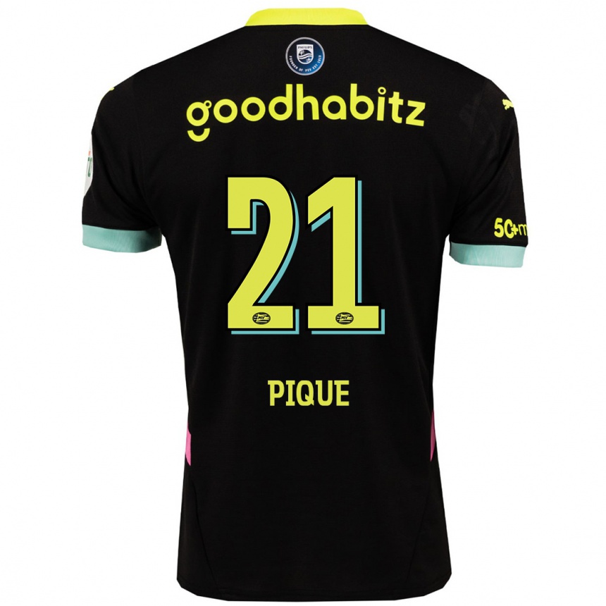 Women Football Naomi Piqué #21 Black Yellow Away Jersey 2024/25 T-Shirt Uk