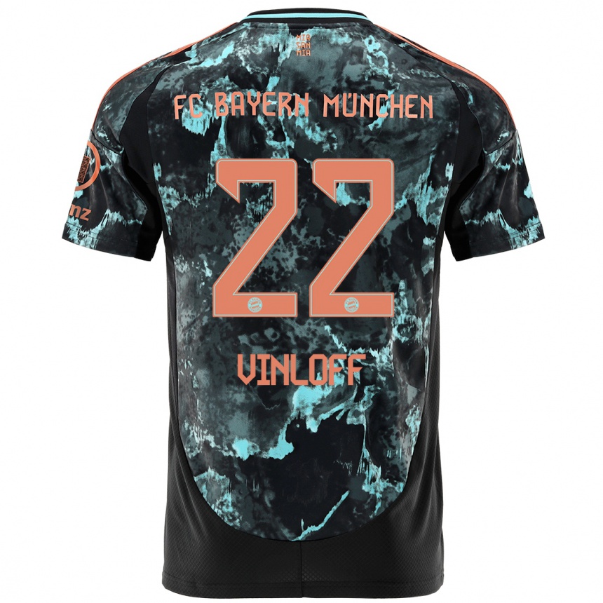 Women Football Matteo Vinloff #22 Black Away Jersey 2024/25 T-Shirt Uk