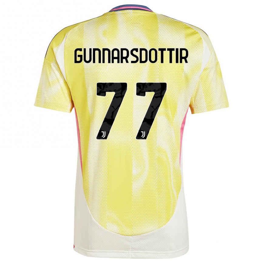 Women Football Sara Bjork Gunnarsdottir #77 Solar Yellow Away Jersey 2024/25 T-Shirt Uk