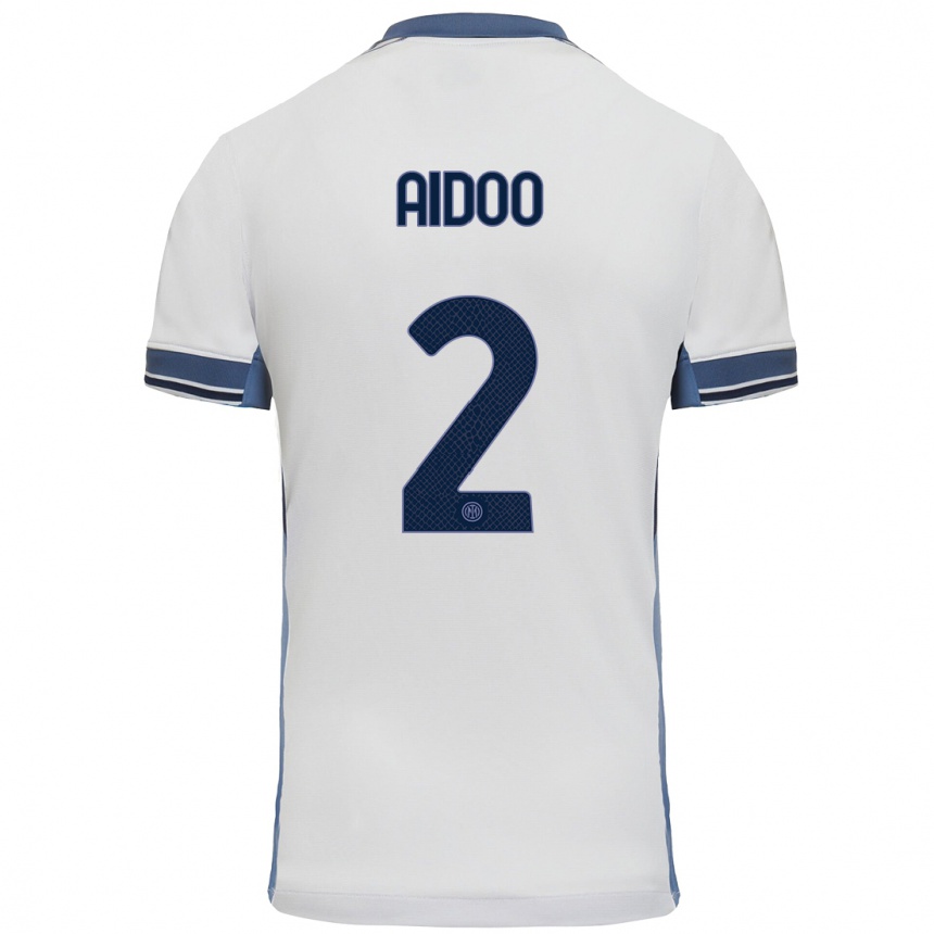 Women Football Mike Aidoo #2 White Grey Away Jersey 2024/25 T-Shirt Uk