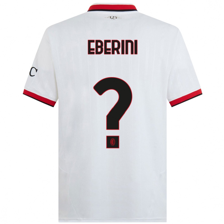 Women Football Daniele Eberini #0 White Black Red Away Jersey 2024/25 T-Shirt Uk