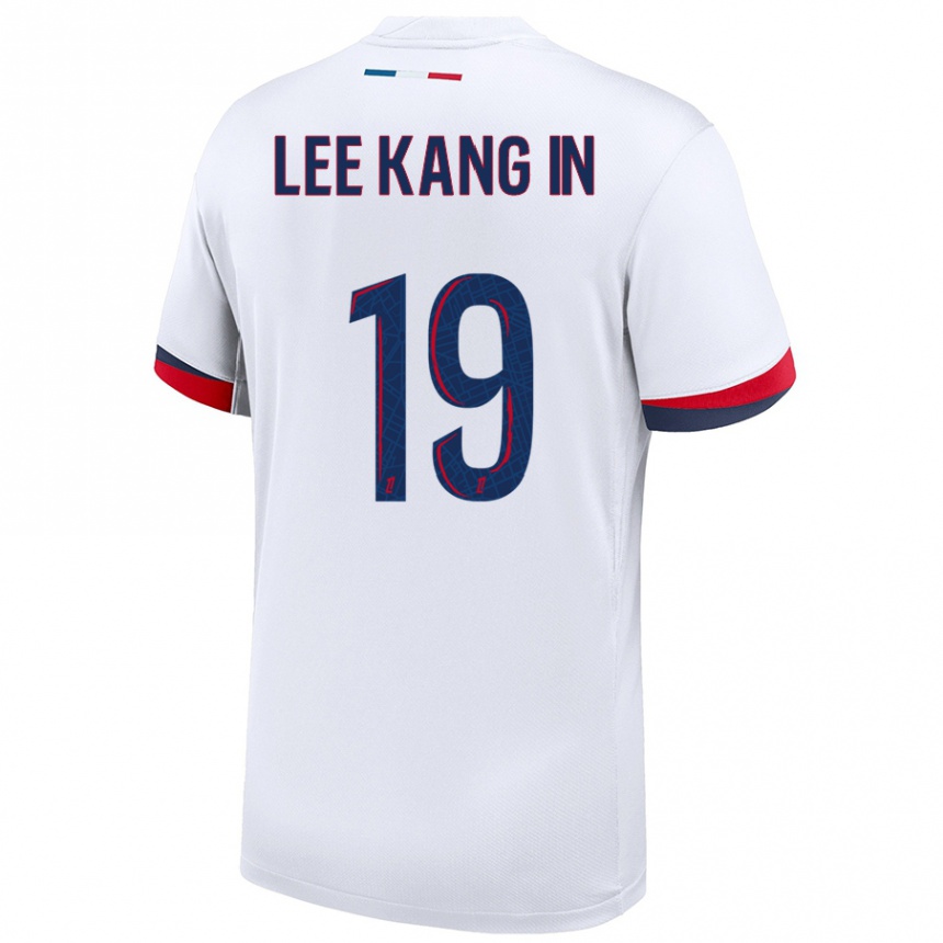 Women Football Kang-In Lee #19 White Blue Red Away Jersey 2024/25 T-Shirt Uk