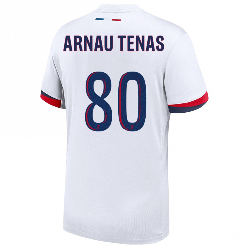 Women Football Arnau Tenas #80 White Blue Red Away Jersey 2024/25 T-Shirt Uk