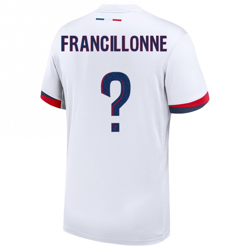 Women Football Bryan Francillonne #0 White Blue Red Away Jersey 2024/25 T-Shirt Uk