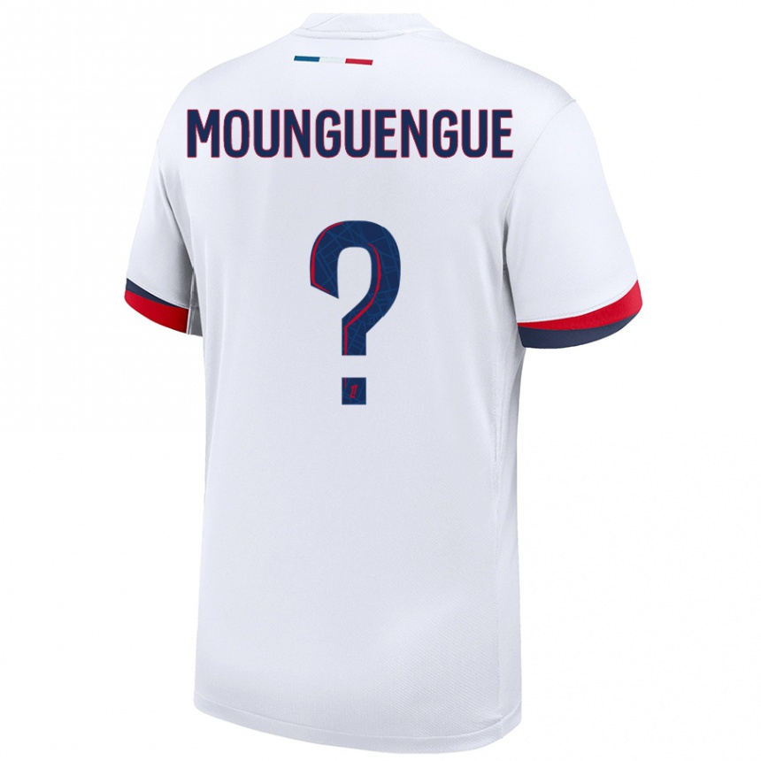 Women Football Pierre Mounguengue #0 White Blue Red Away Jersey 2024/25 T-Shirt Uk