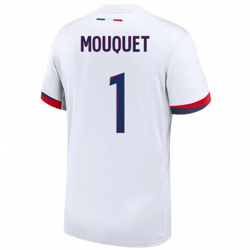 Women Football Louis Mouquet #1 White Blue Red Away Jersey 2024/25 T-Shirt Uk