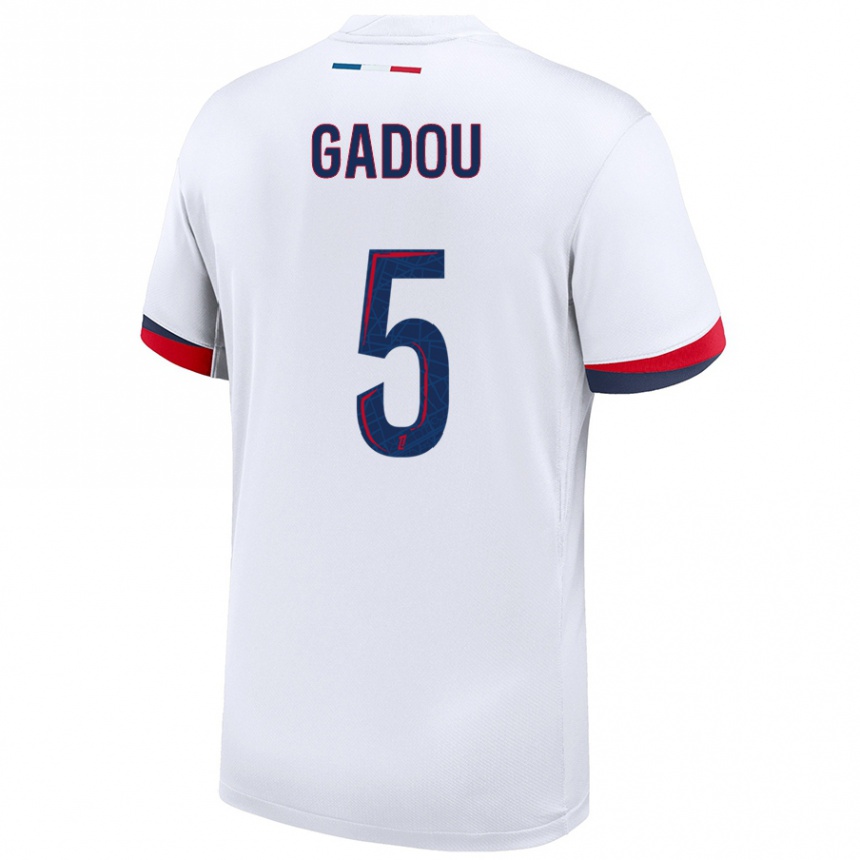 Women Football Joane Gadou #5 White Blue Red Away Jersey 2024/25 T-Shirt Uk