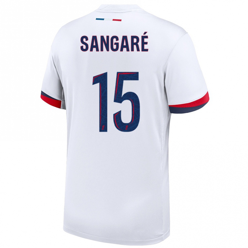 Women Football Mahamadou Sangaré #15 White Blue Red Away Jersey 2024/25 T-Shirt Uk