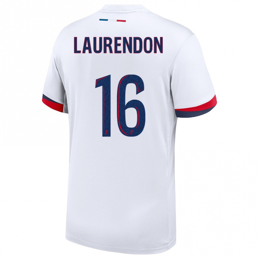 Women Football Bilal Laurendon #16 White Blue Red Away Jersey 2024/25 T-Shirt Uk