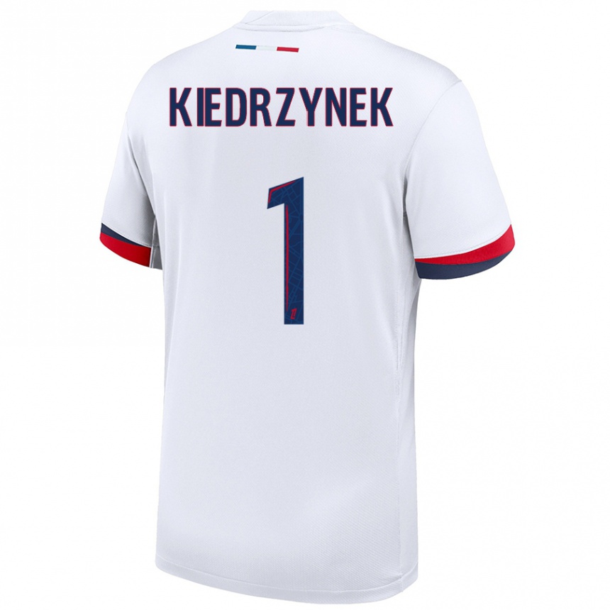 Women Football Katarzyna Kiedrzynek #1 White Blue Red Away Jersey 2024/25 T-Shirt Uk