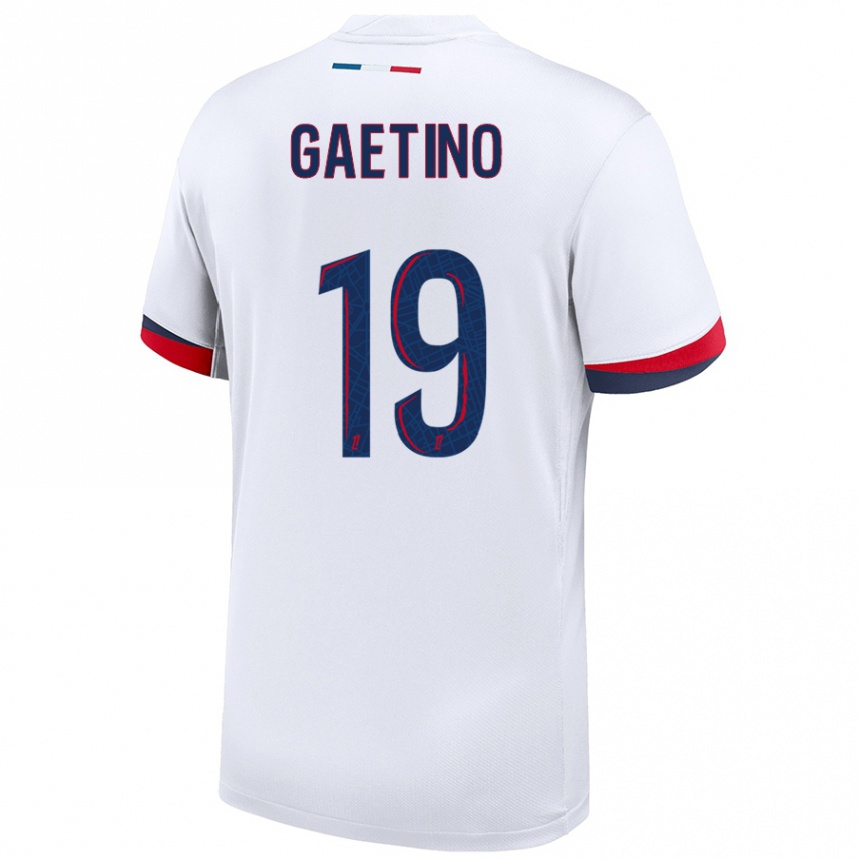 Women Football Eva Gaetino #19 White Blue Red Away Jersey 2024/25 T-Shirt Uk