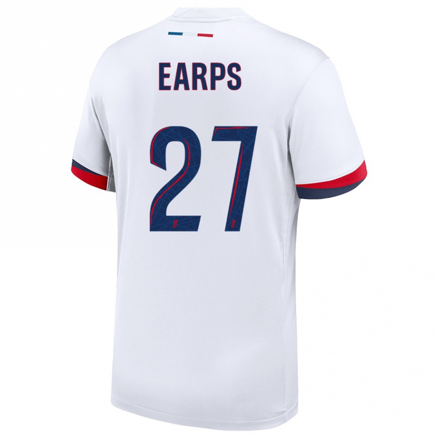 Women Football Mary Earps #27 White Blue Red Away Jersey 2024/25 T-Shirt Uk