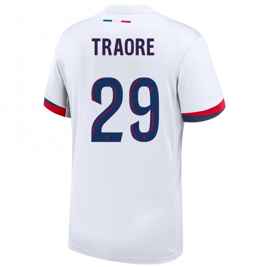 Women Football Manssita Traoré #29 White Blue Red Away Jersey 2024/25 T-Shirt Uk