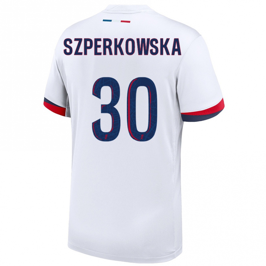 Women Football Oliwia Szperkowska #30 White Blue Red Away Jersey 2024/25 T-Shirt Uk