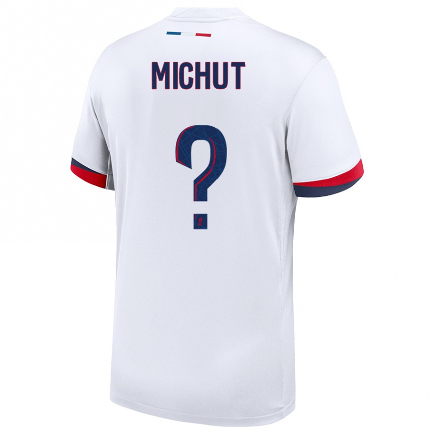 Women Football Etienne Michut #0 White Blue Red Away Jersey 2024/25 T-Shirt Uk