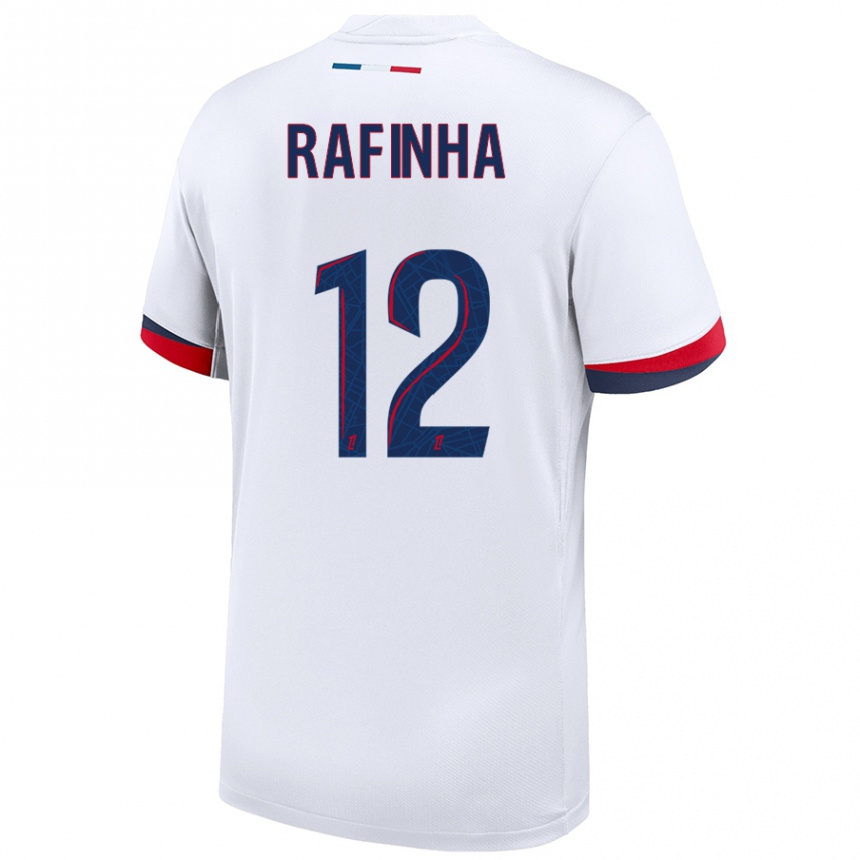 Women Football Rafinha #12 White Blue Red Away Jersey 2024/25 T-Shirt Uk