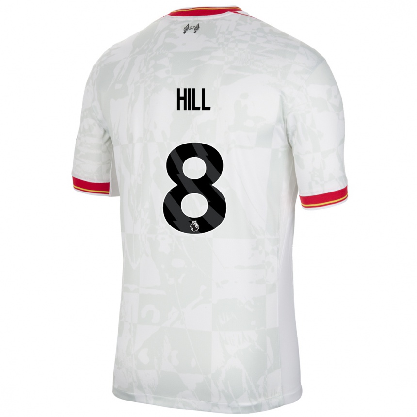 Women Football Tom Hill #8 White Red Black Third Jersey 2024/25 T-Shirt Uk