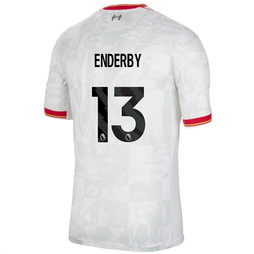 Women Football Mia Enderby #13 White Red Black Third Jersey 2024/25 T-Shirt Uk