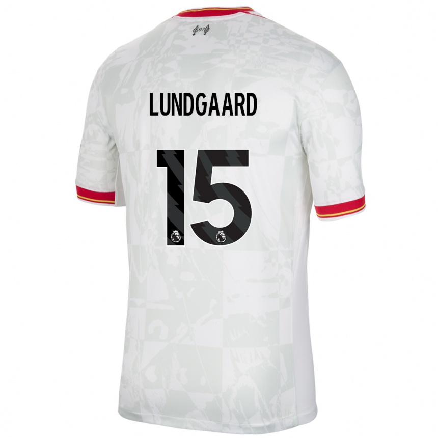 Women Football Sofie Lundgaard #15 White Red Black Third Jersey 2024/25 T-Shirt Uk