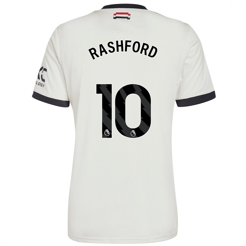 Women Football Marcus Rashford #10 Off White Third Jersey 2024/25 T-Shirt Uk