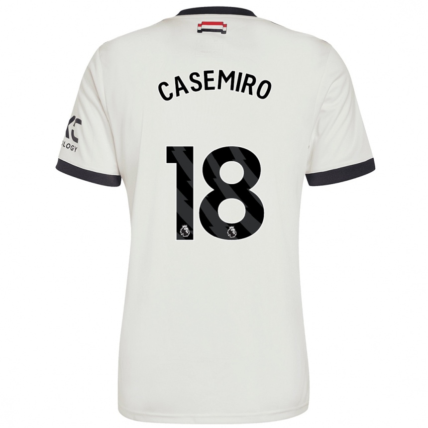 Women Football Casemiro #18 Off White Third Jersey 2024/25 T-Shirt Uk