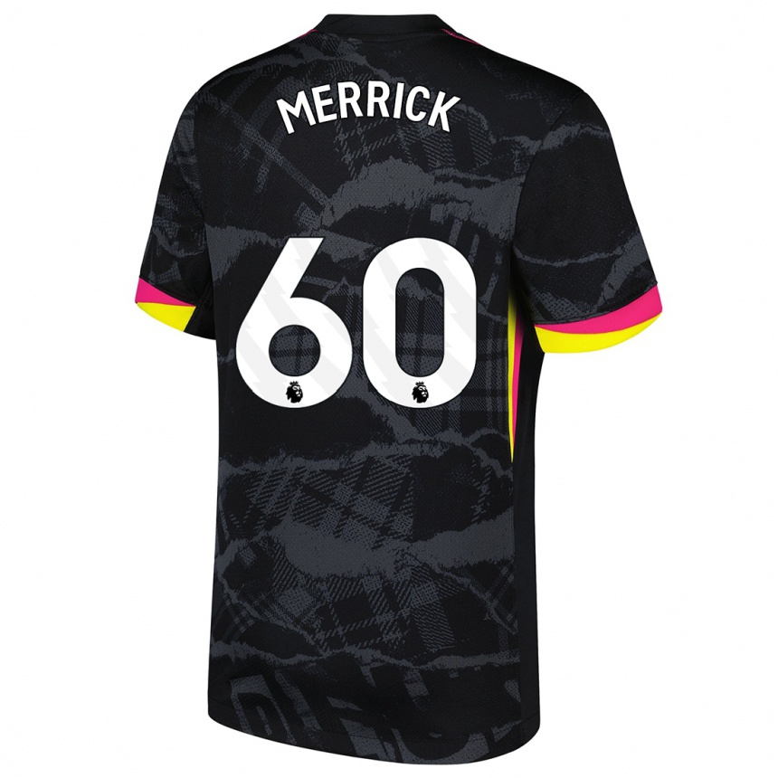 Women Football Max Merrick #60 Black Pink Third Jersey 2024/25 T-Shirt Uk