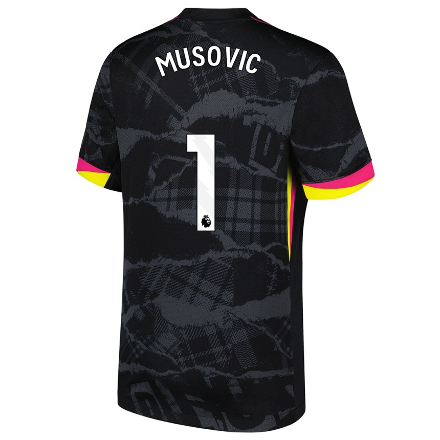 Women Football Zećira Mušović #1 Black Pink Third Jersey 2024/25 T-Shirt Uk