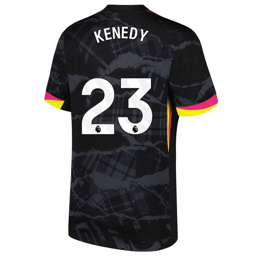 Women Football Robert Kenedy #23 Black Pink Third Jersey 2024/25 T-Shirt Uk