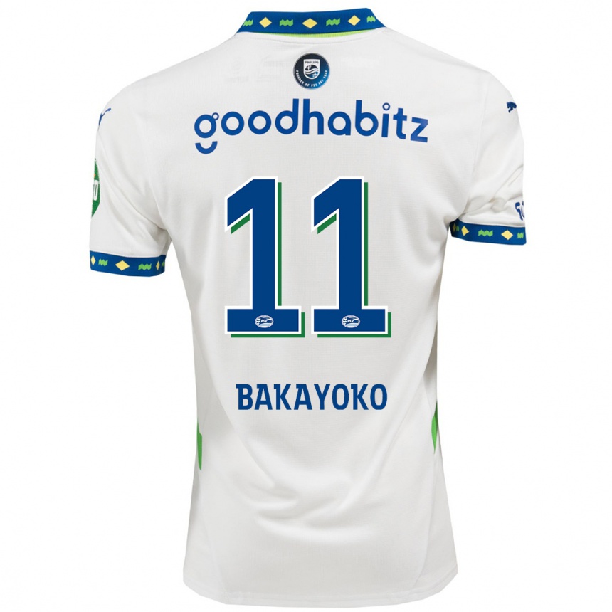 Women Football Johan Bakayoko #11 White Dark Blue Third Jersey 2024/25 T-Shirt Uk